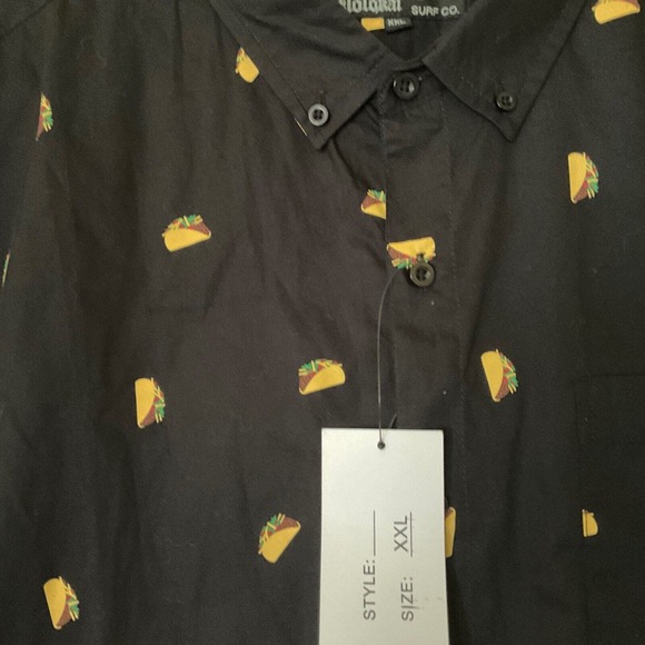 Molokai Surf Company Men's XXL Black Short Sleeve Shirt Taco Design New - Picture 5 of 11
